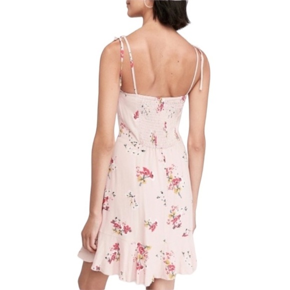 Express pink floral ruffle hem fit and flare sleeveless dress XXS Y2K Fairycore - Picture 2 of 6